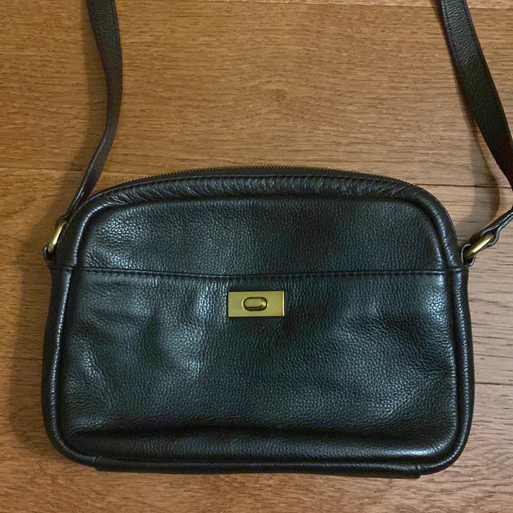 J. Crew black leather crossbody bag